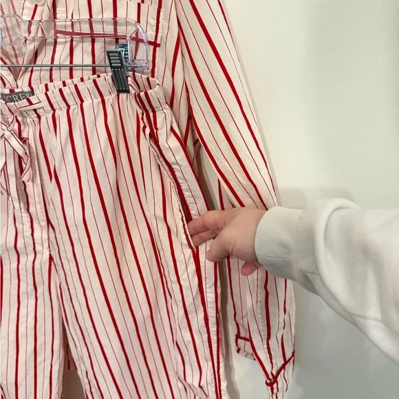 J.Crew • 100% Cotton Striped Pajama Set Medium Red White Lounge Set
